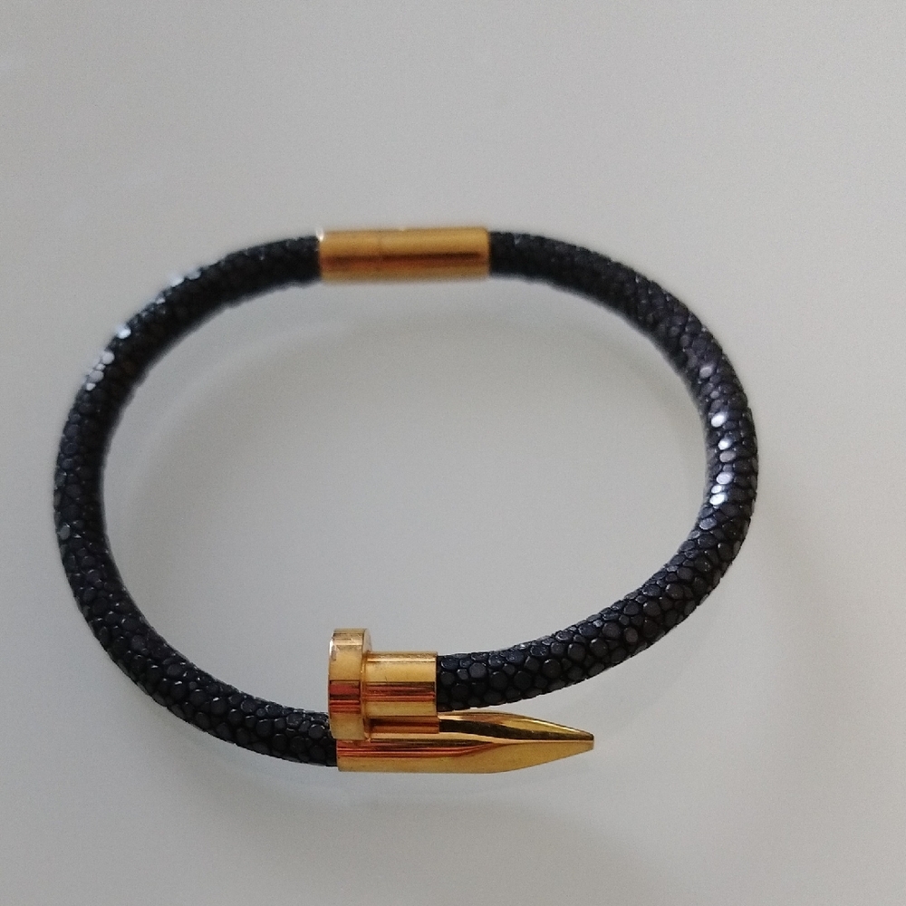 Gold and Black Nail Bracelet